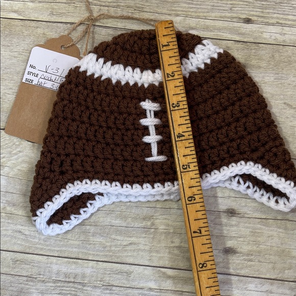 Crochet Football Baby Hat 3-6 Months - Picture 4 of 5